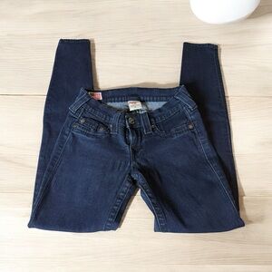 TRUE RELIGION SKINNY JEANS SIZE 24 WAIST/28 INSEAM DARK WASH MADE IN USA